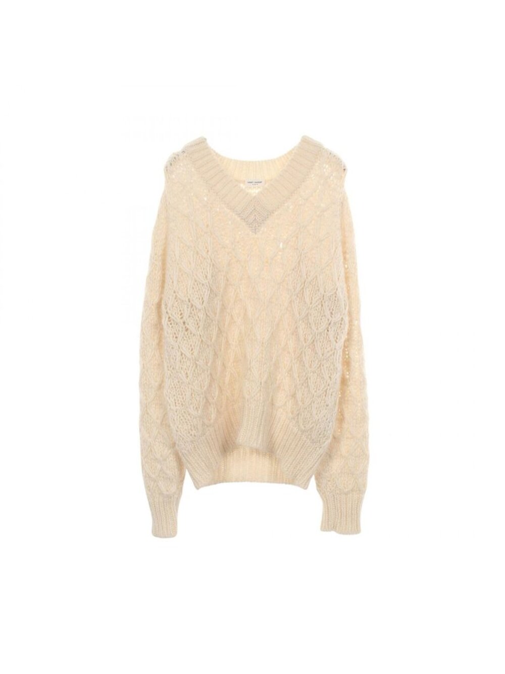 Saint Laurent Paris Knit V-neck Wool Alpaca Mohair Sweater